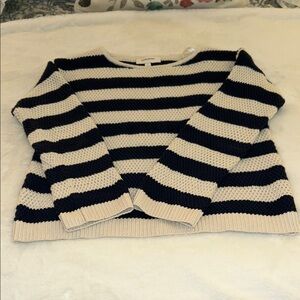 Banana Republic Striped Navy and Cream Sweater